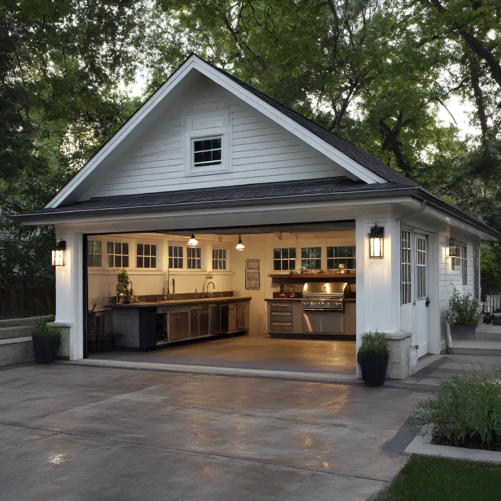 Detached Garage with Outdoor Kitchen