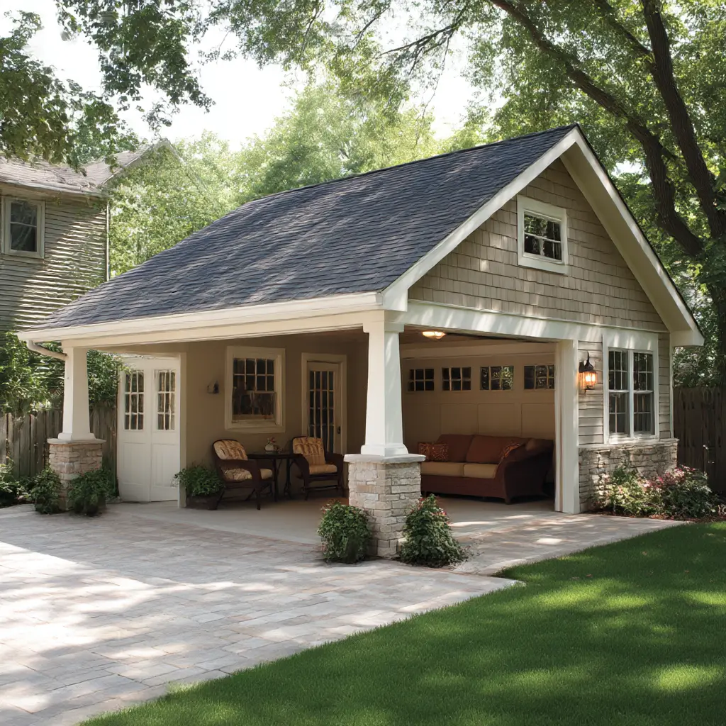 Detached Garage with Patio Roof