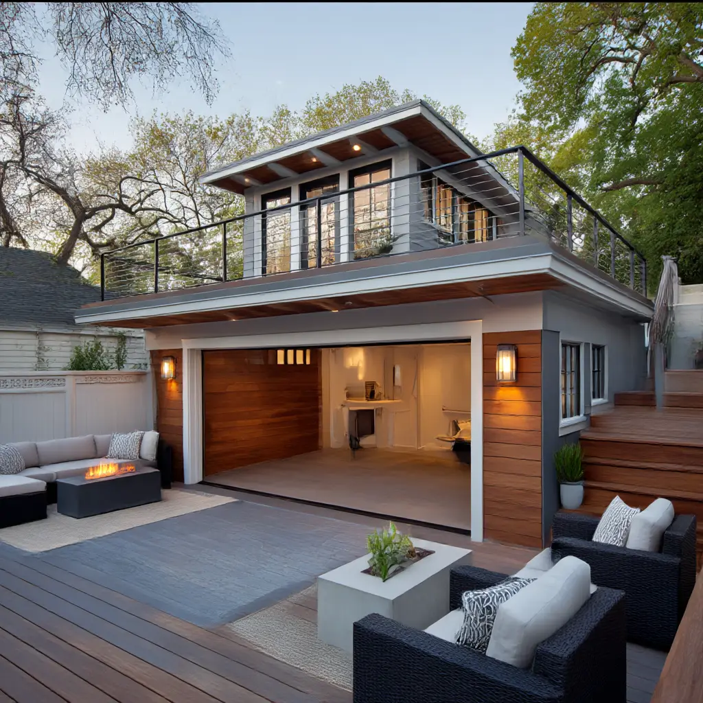 Detached Garage with Patio Rooftop