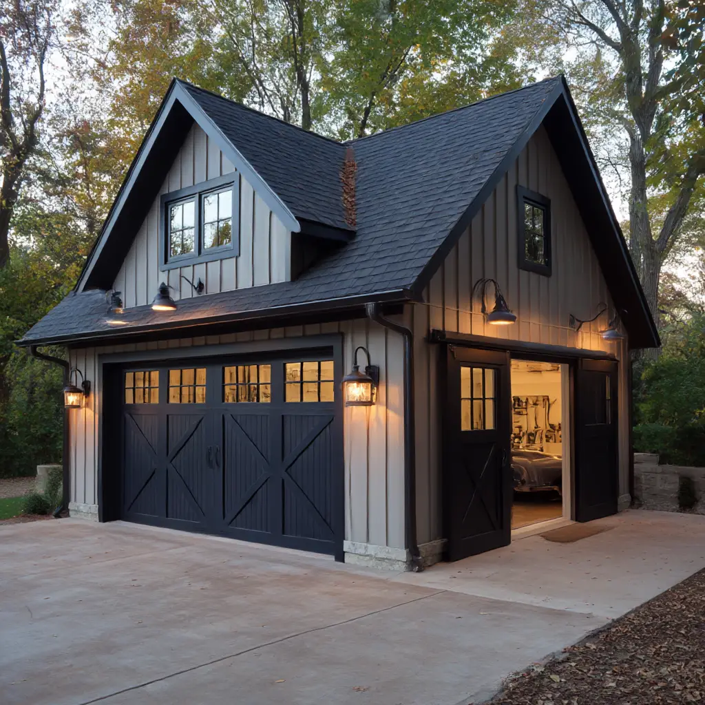 Detached Garage with Side Workshop