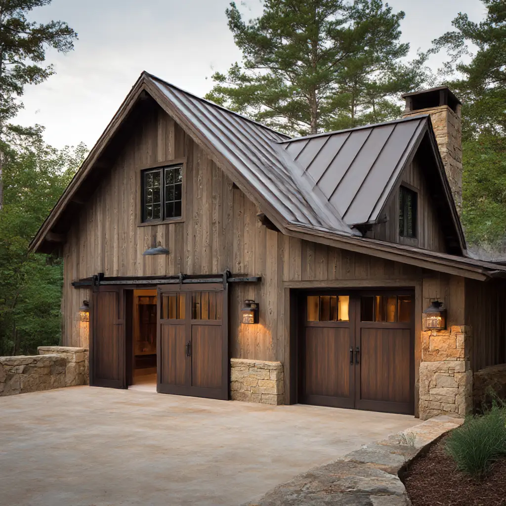 Detached Garage with Sliding Barn-Style Doors