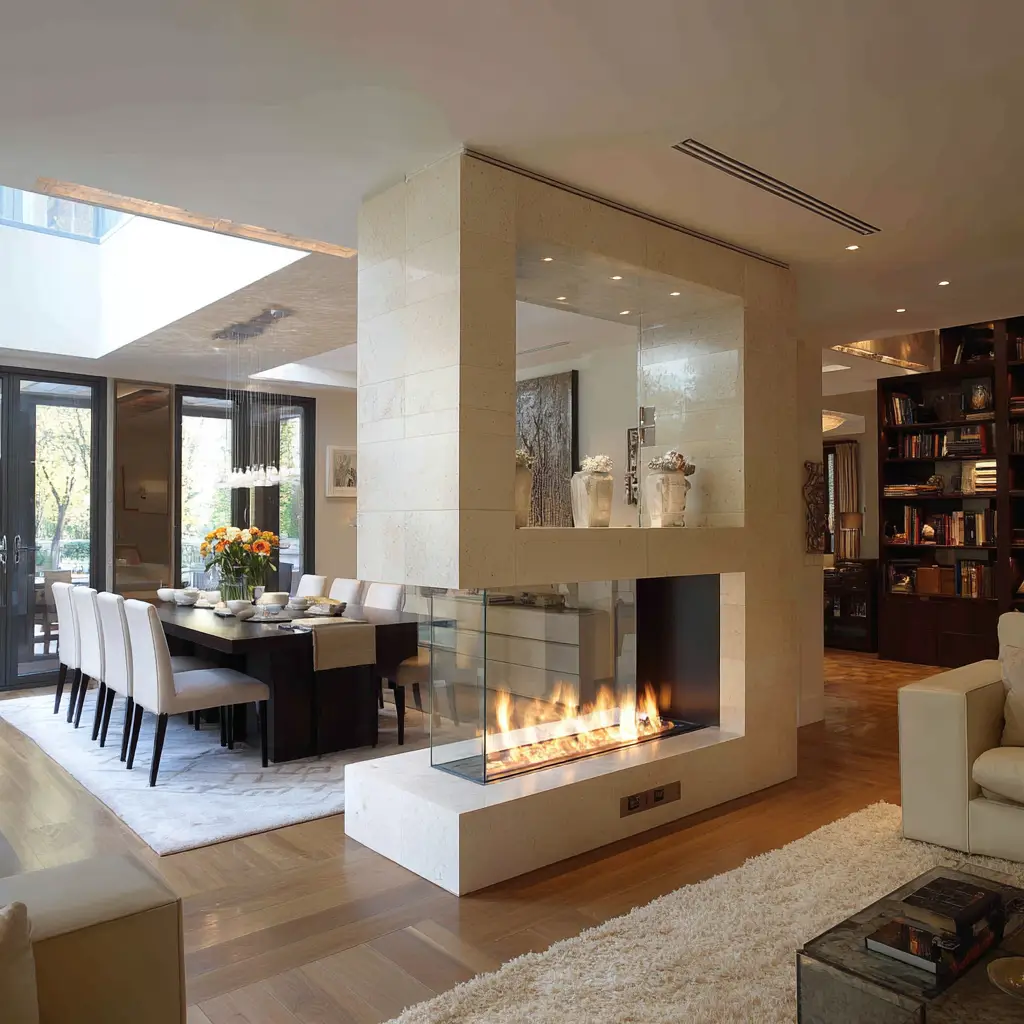 Double-Sided Fireplace Divider