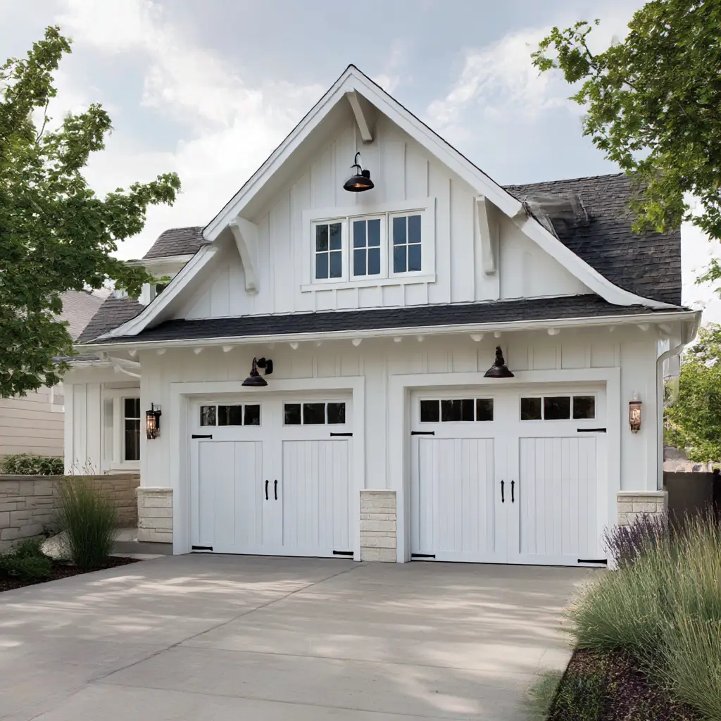 Double White Garage Doors