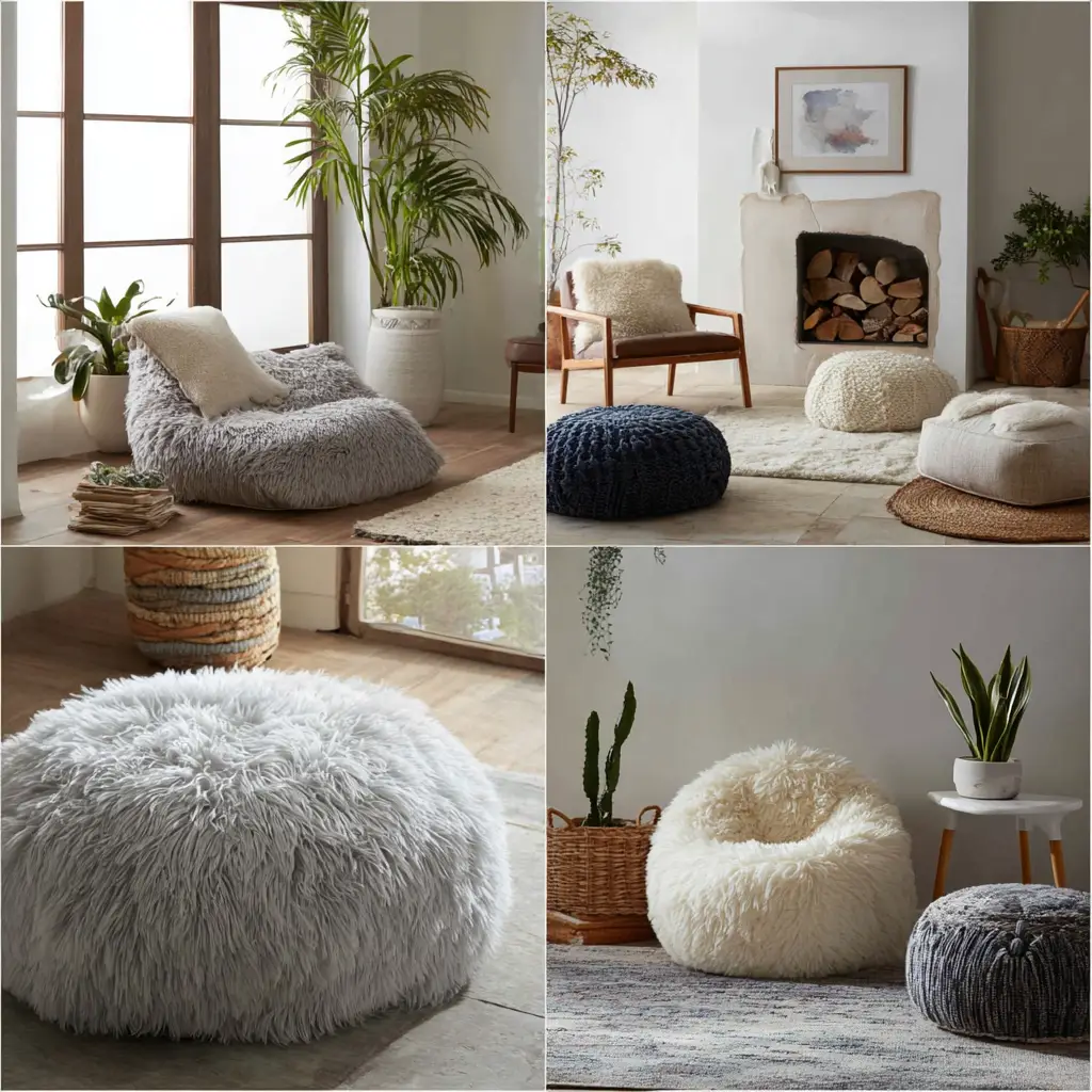 Floor cushions or poufs