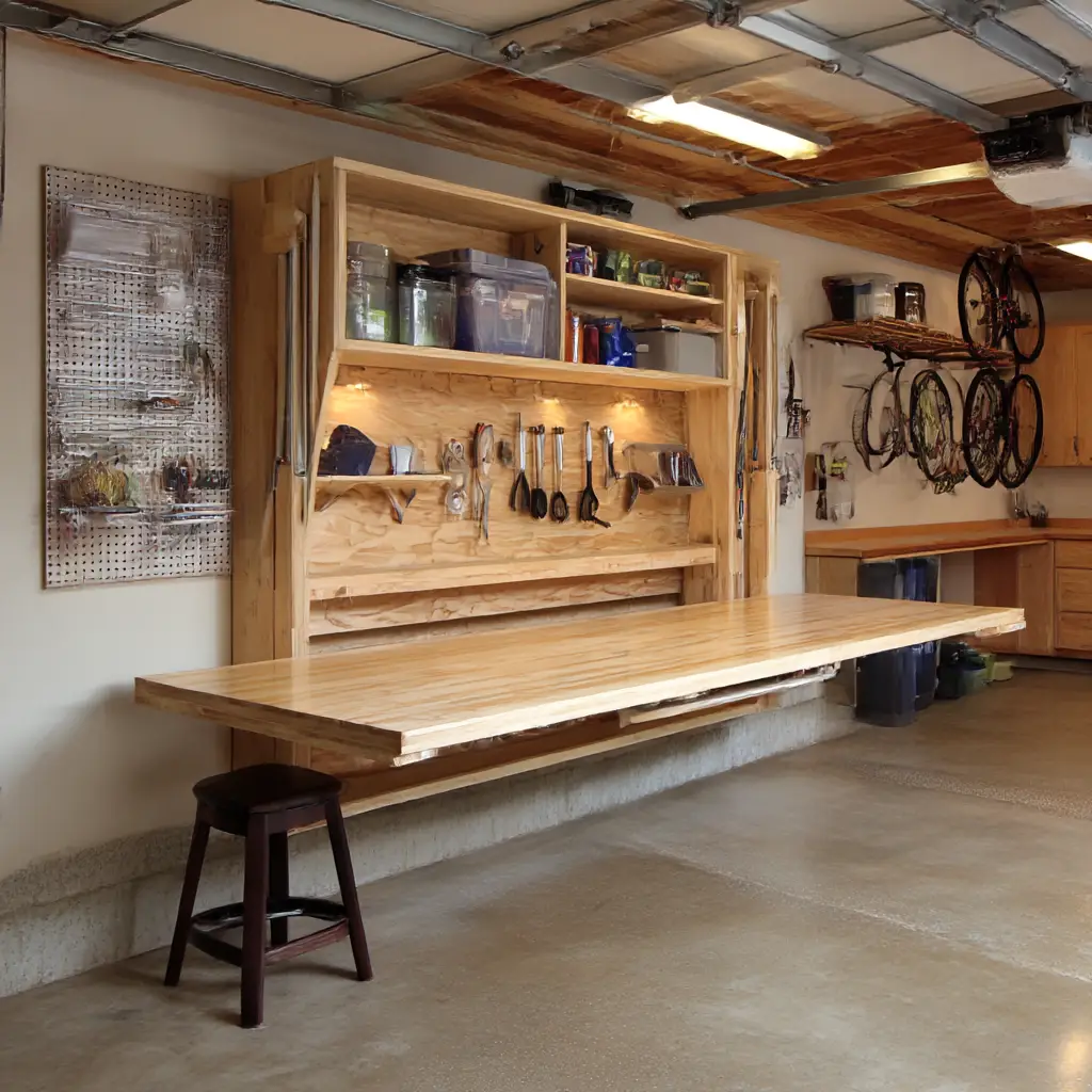 Fold-down work table
