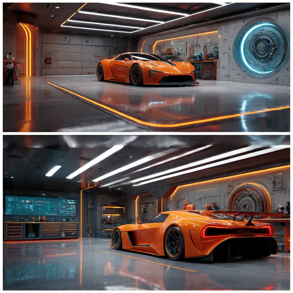 Futuristic Tech Garage