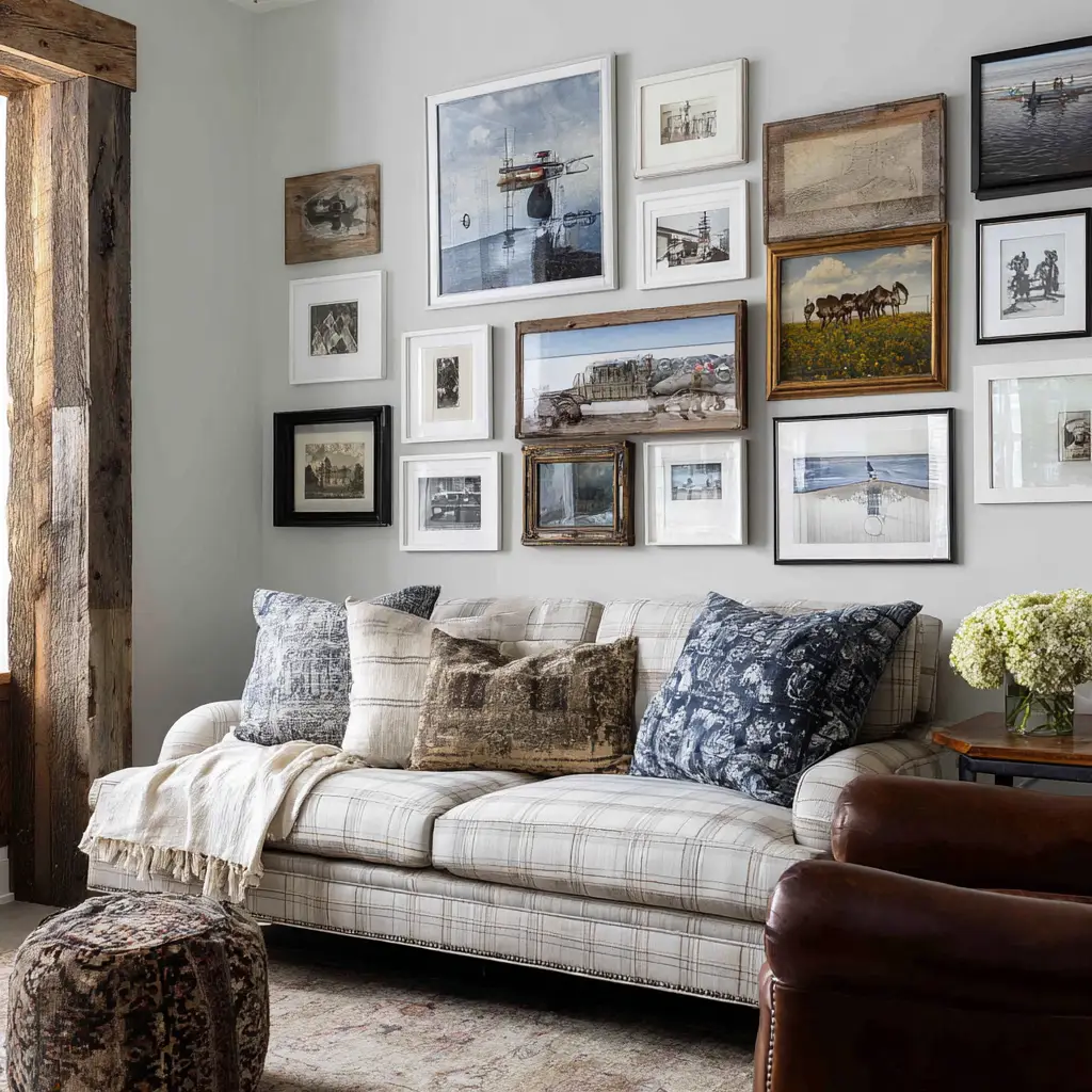 Gallery Wall with Rustic Frames