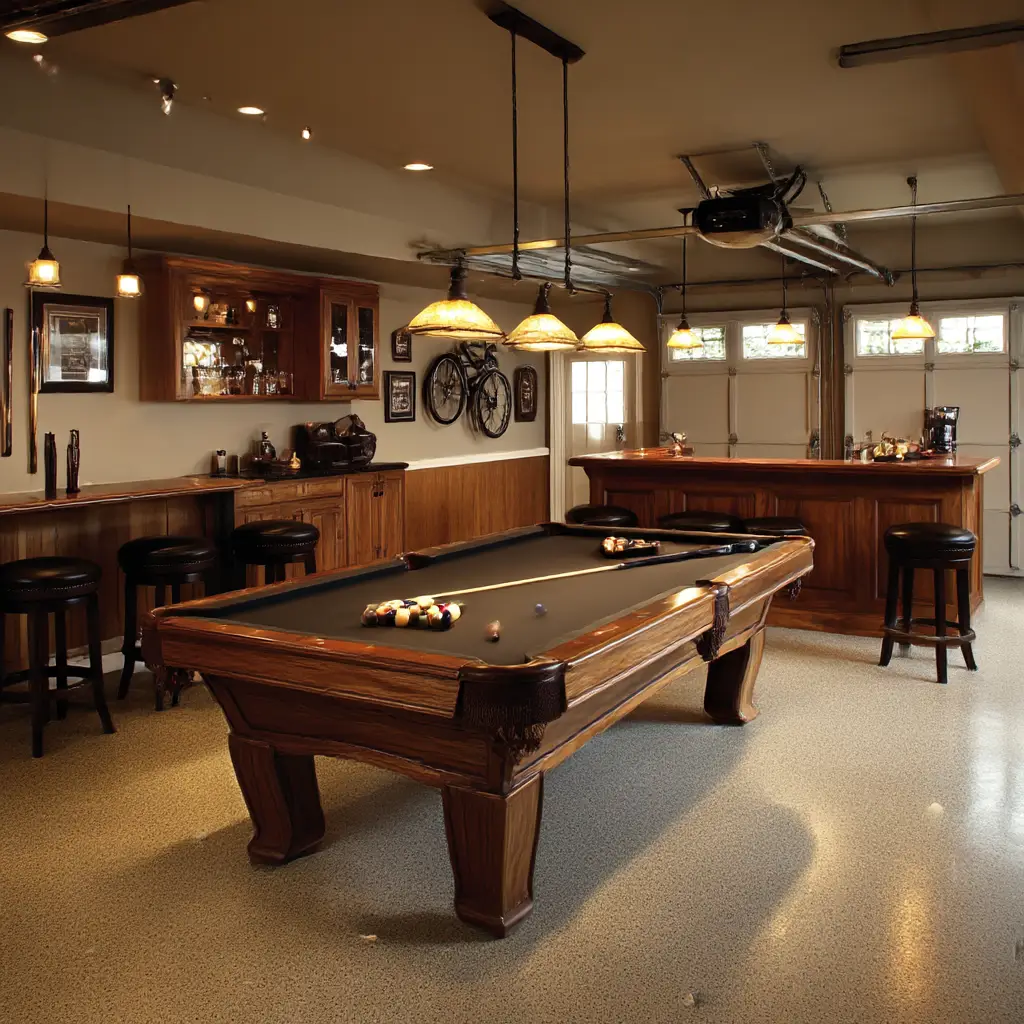 Garage Bar with Pool Table
