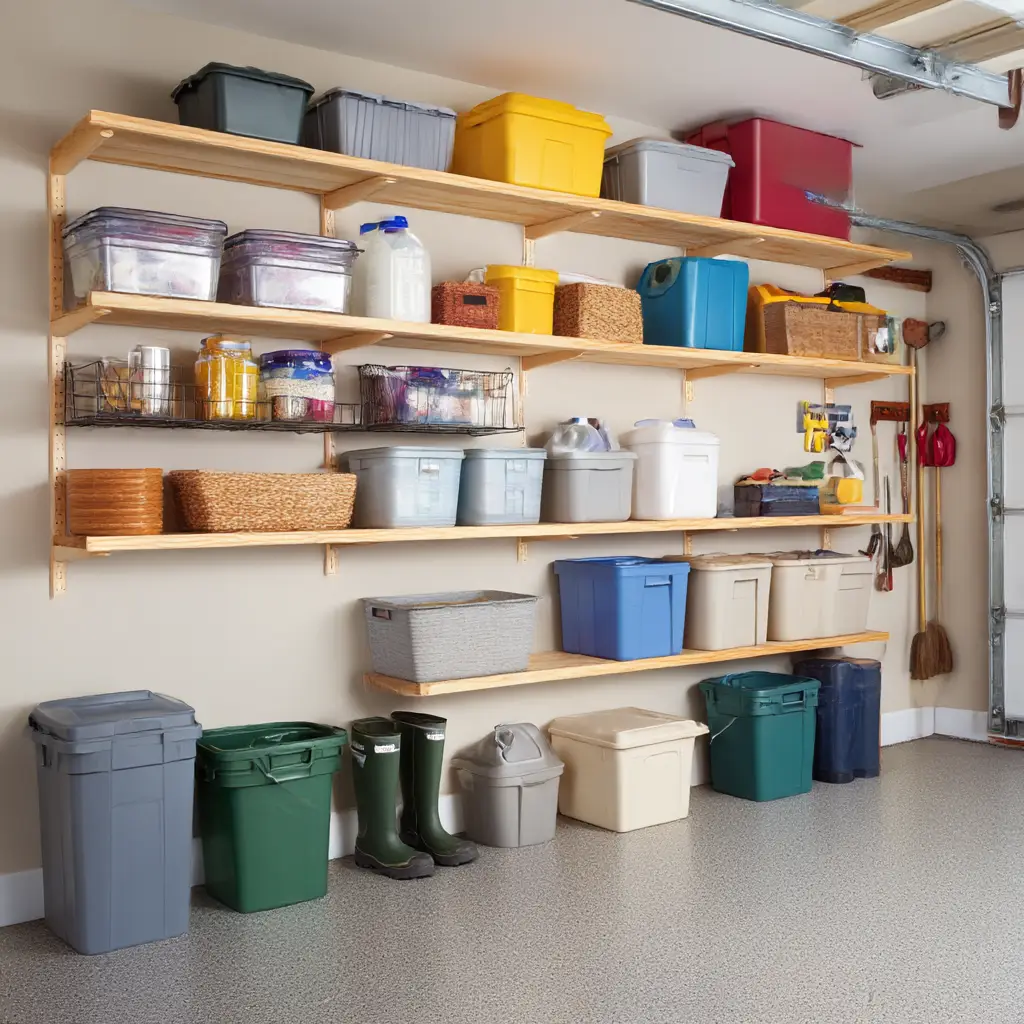 Garage Shelving with Bins