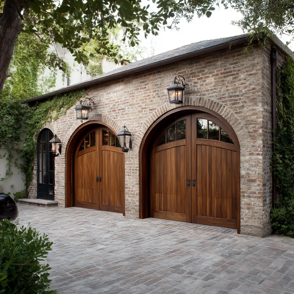 Garage with Arched Doors