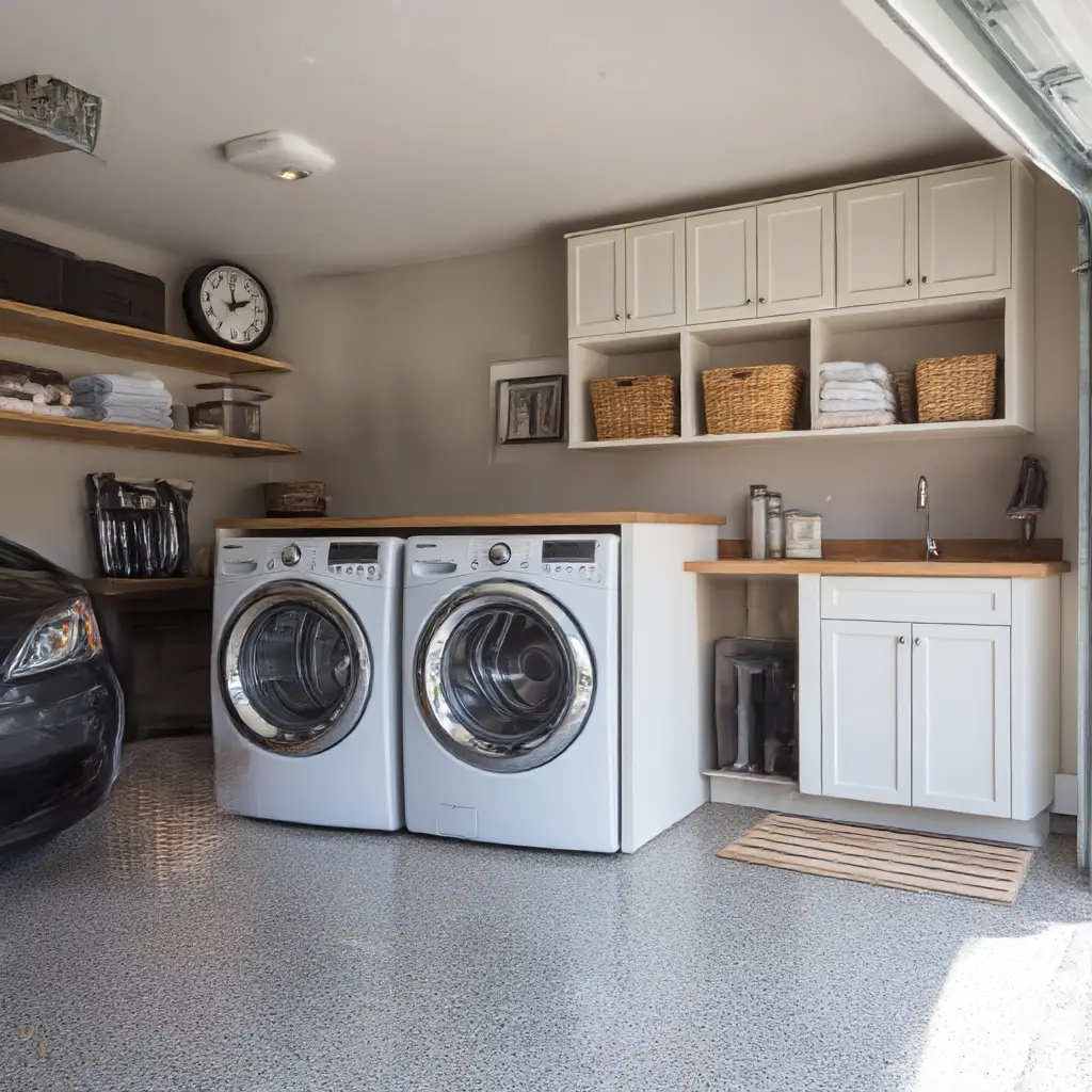 Garage with Built-In Laundry Area