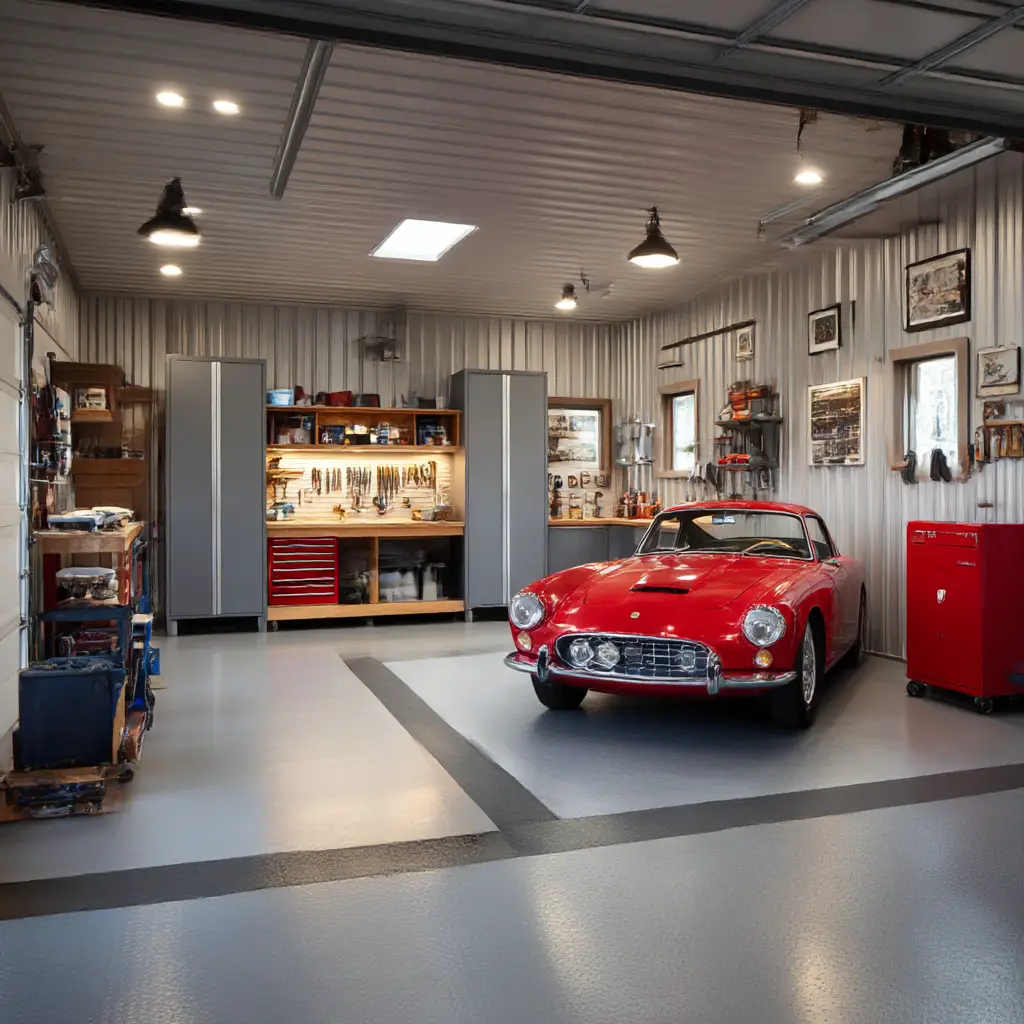 Garage with Built-In Workshop