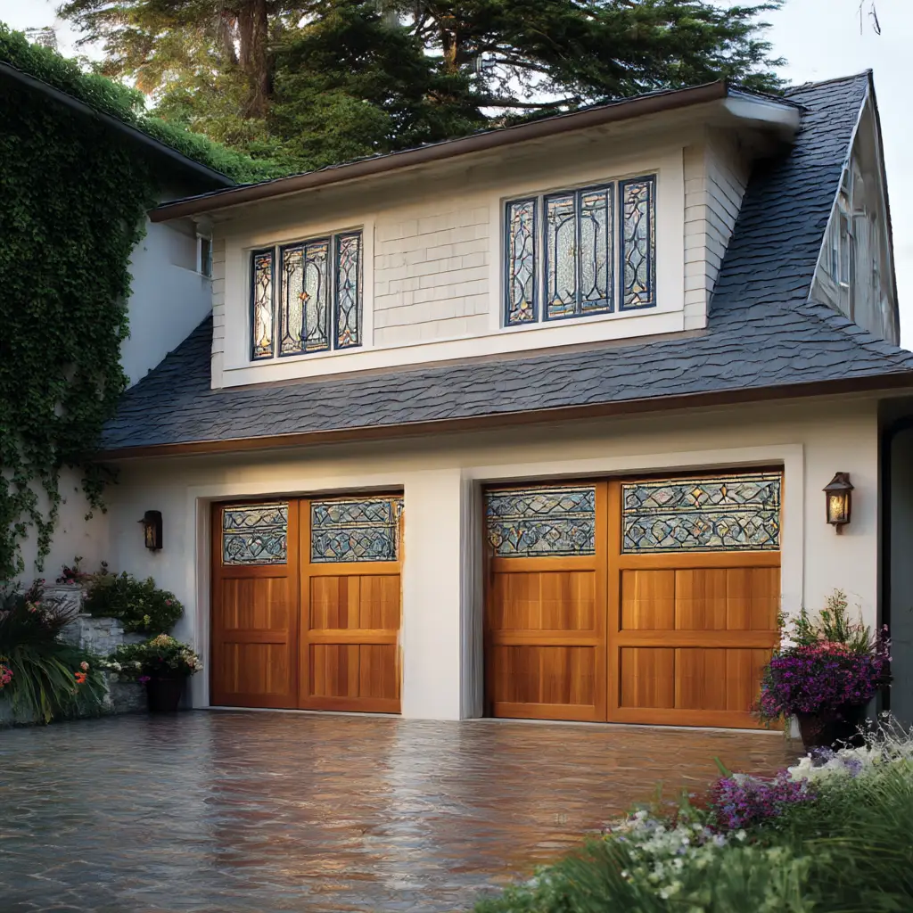 Garage with Decorative Windows
