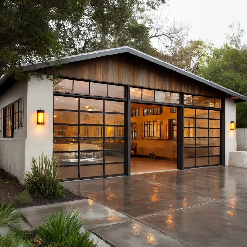 Garage with Glass Doors