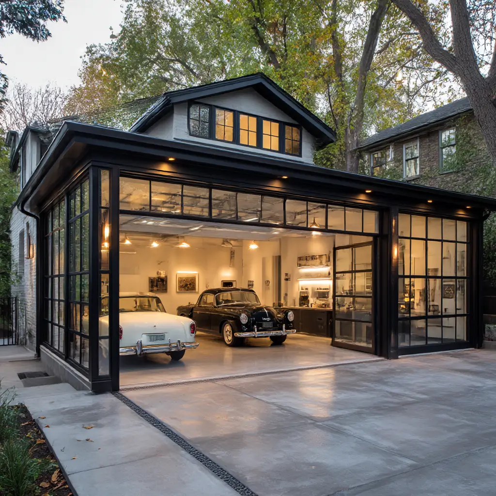 Garage with Glass Doors