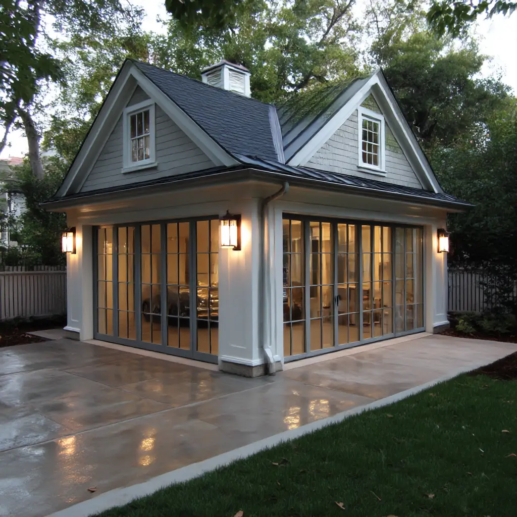 Garage with Glass Doors