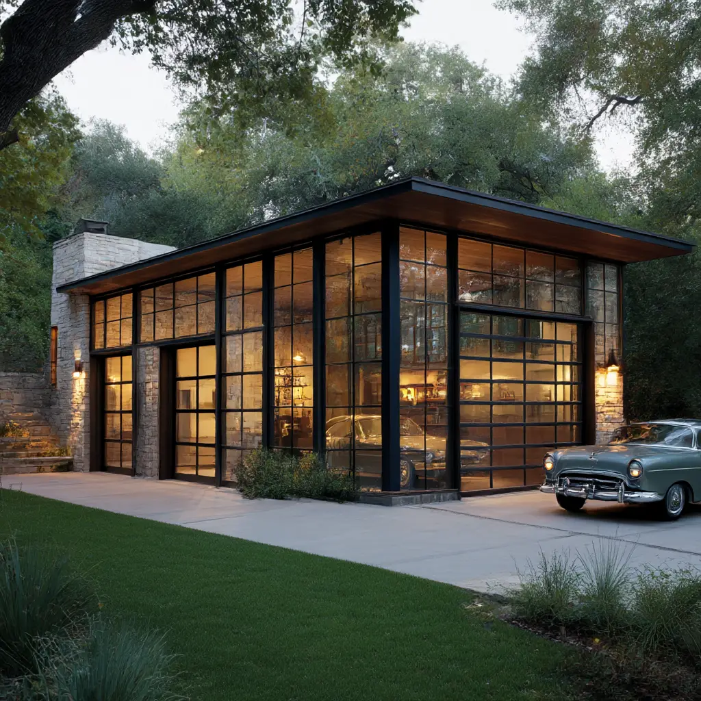 Garage with Glass Walls