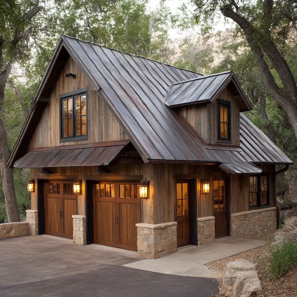 Garage with Rustic Metal Roof