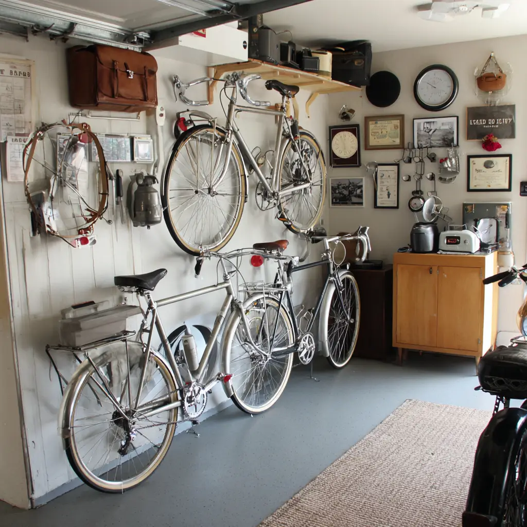Hang bikes on wall hooks