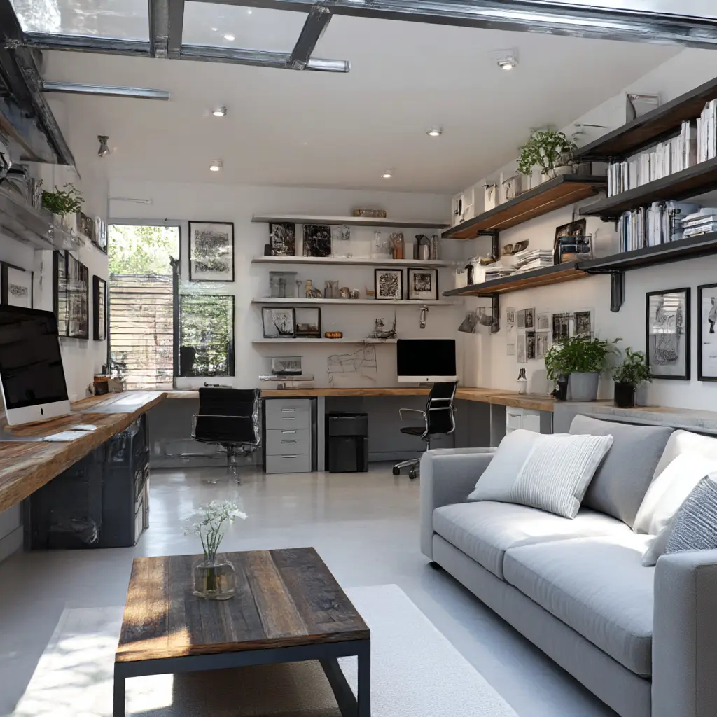 Home office with living space