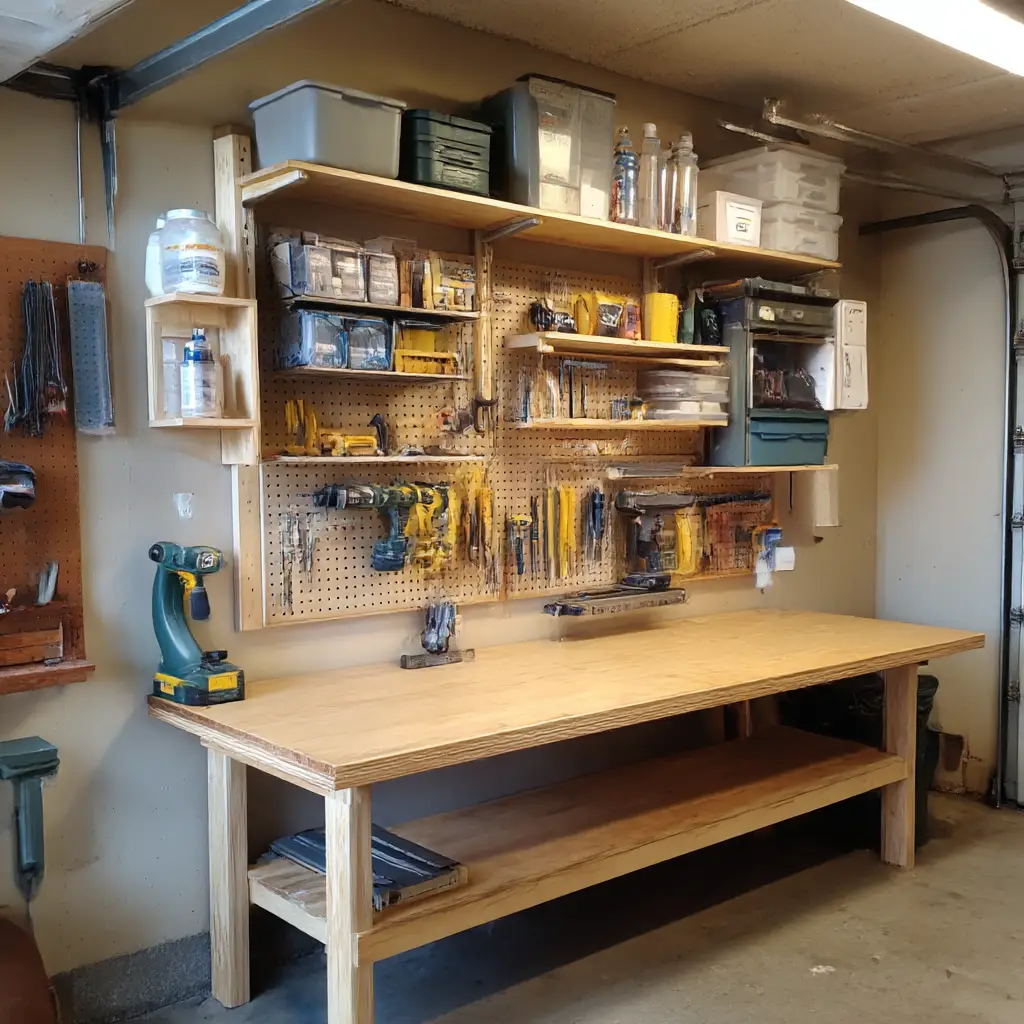 Hybrid Shelving and Workbench Combo
