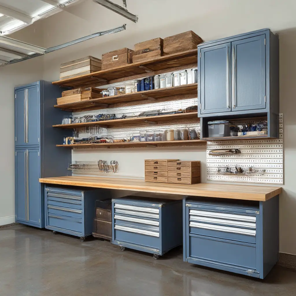 Hybrid cabinets with drawers and shelves