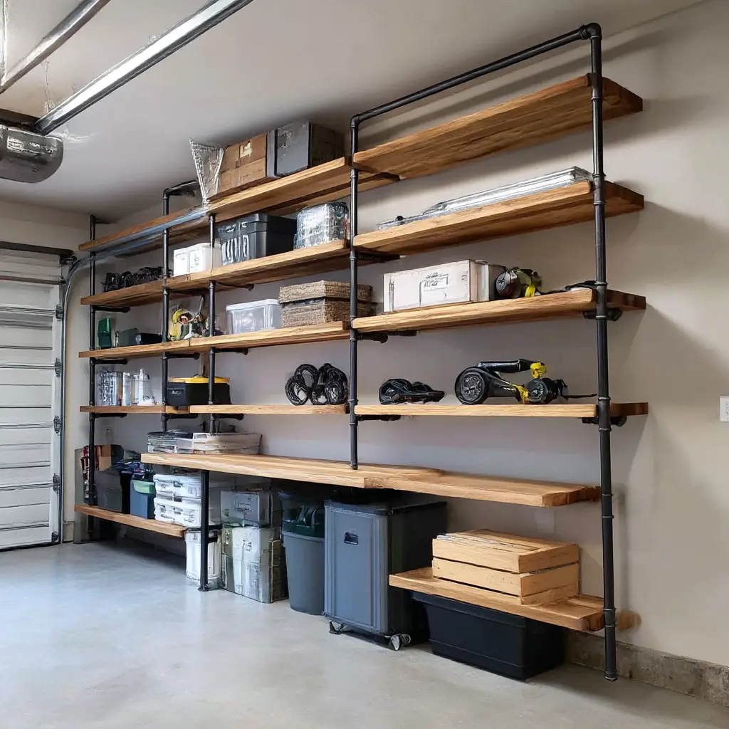 Industrial-Style Pipe Shelves
