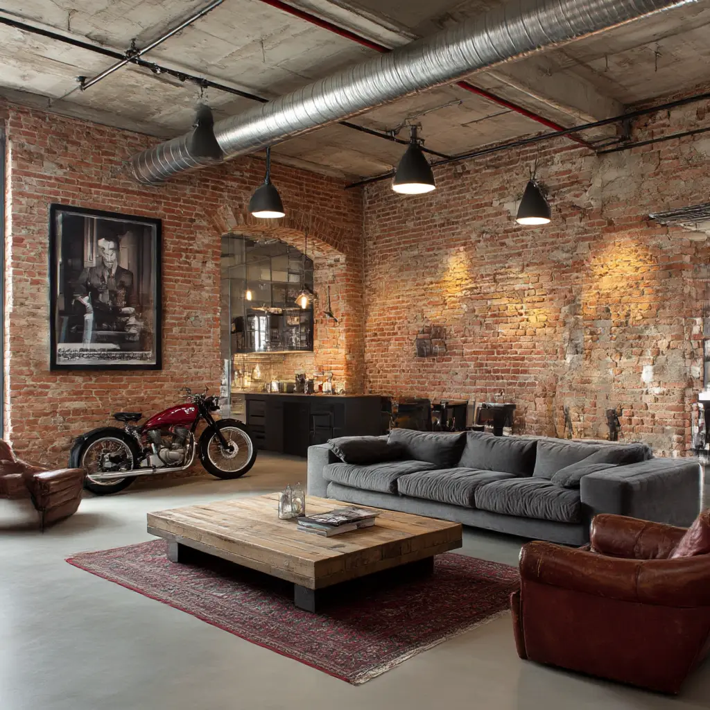 Industrial exposed brick walls
