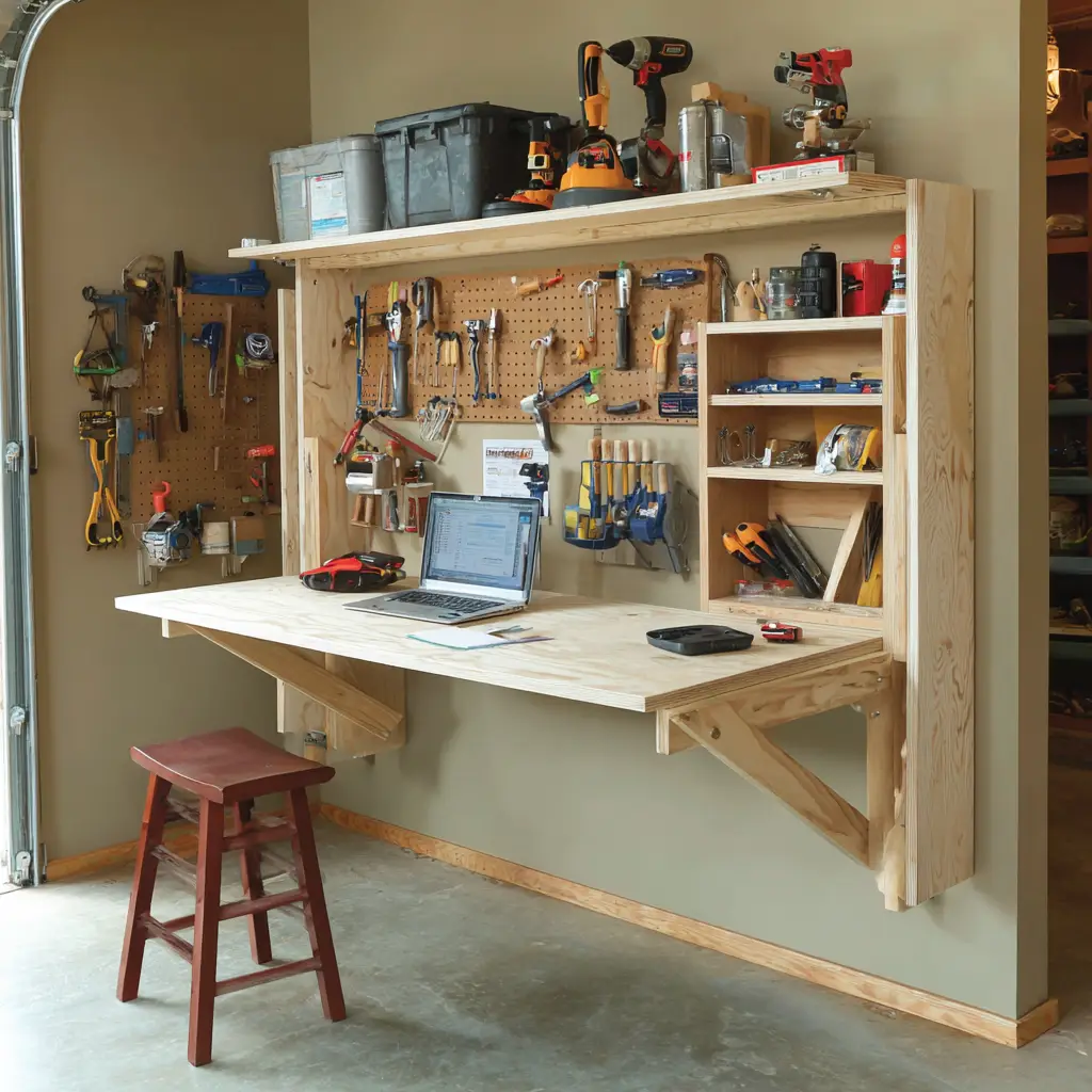 Install a fold-down work table