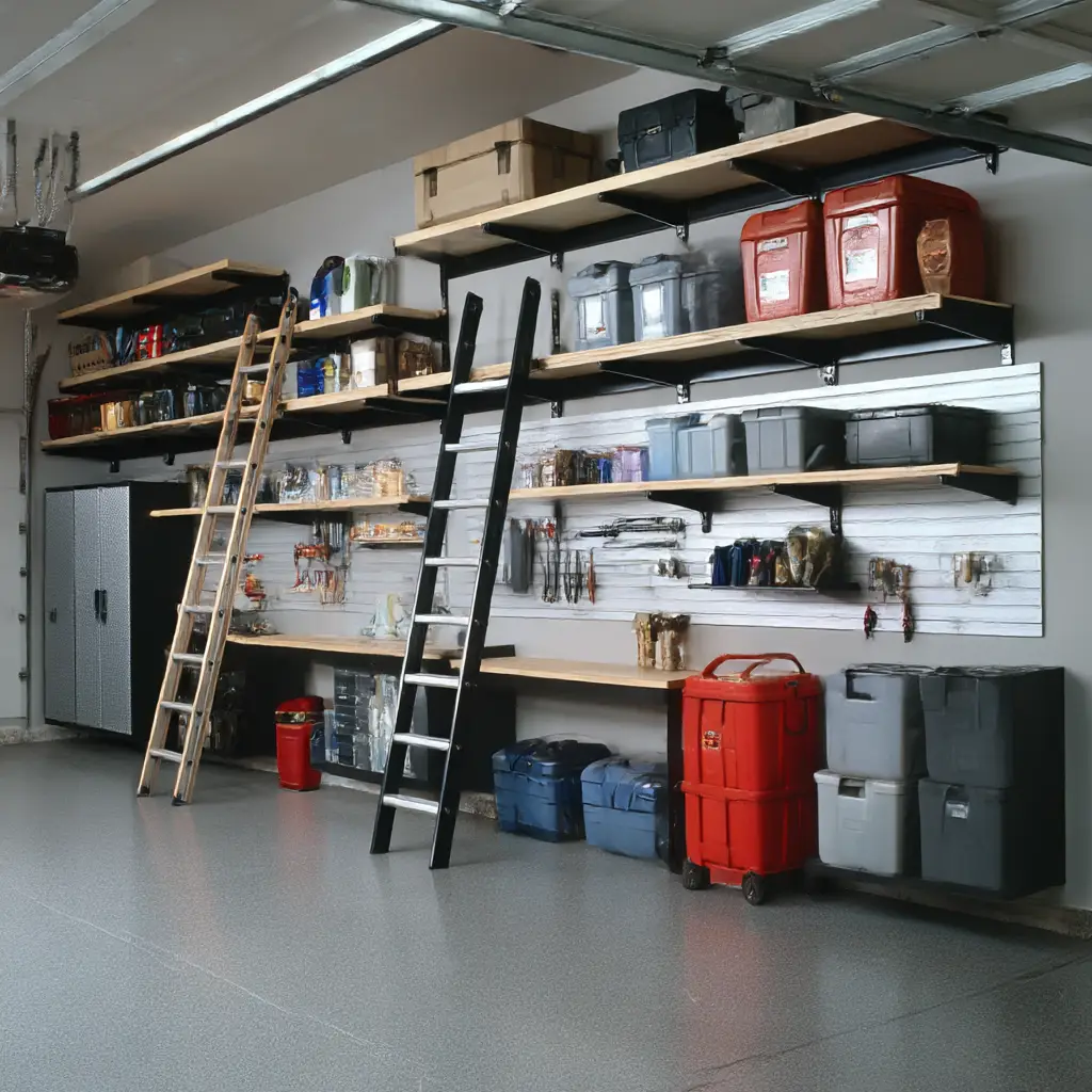 Ladder racks with shelving