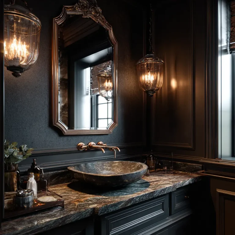 15 Dark Moody Powder Room Ideas
