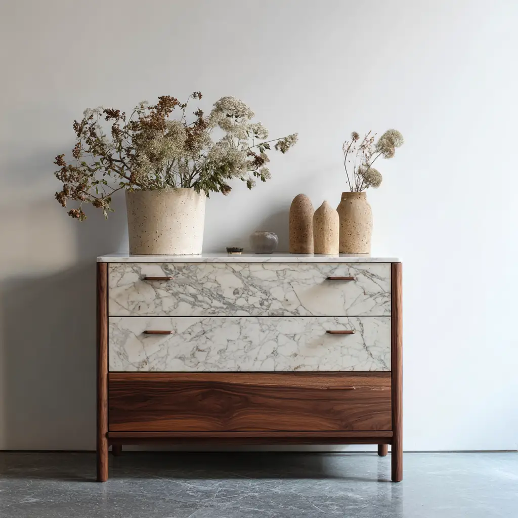 Minimal dresser with marble top