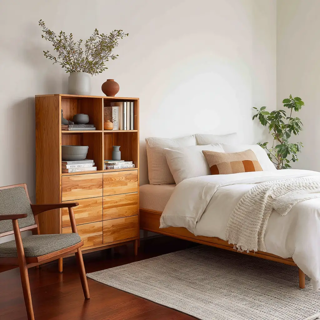 Minimal dresser with open shelf