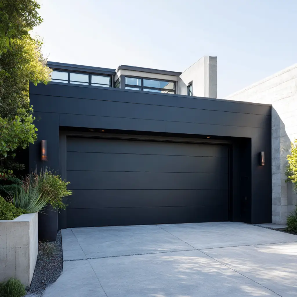 Minimalist Flat Black Garage Doors