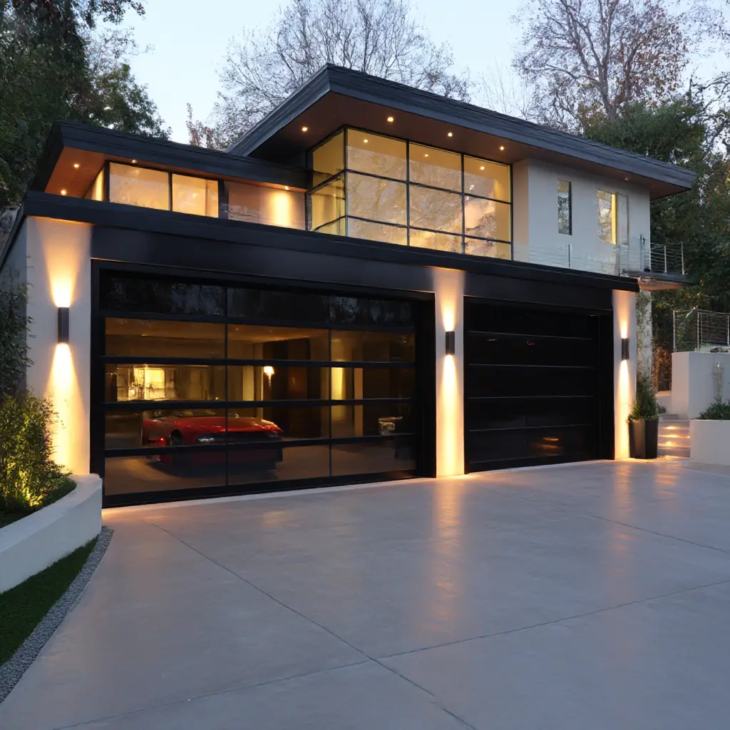 Modern Black Glass Garage Doors