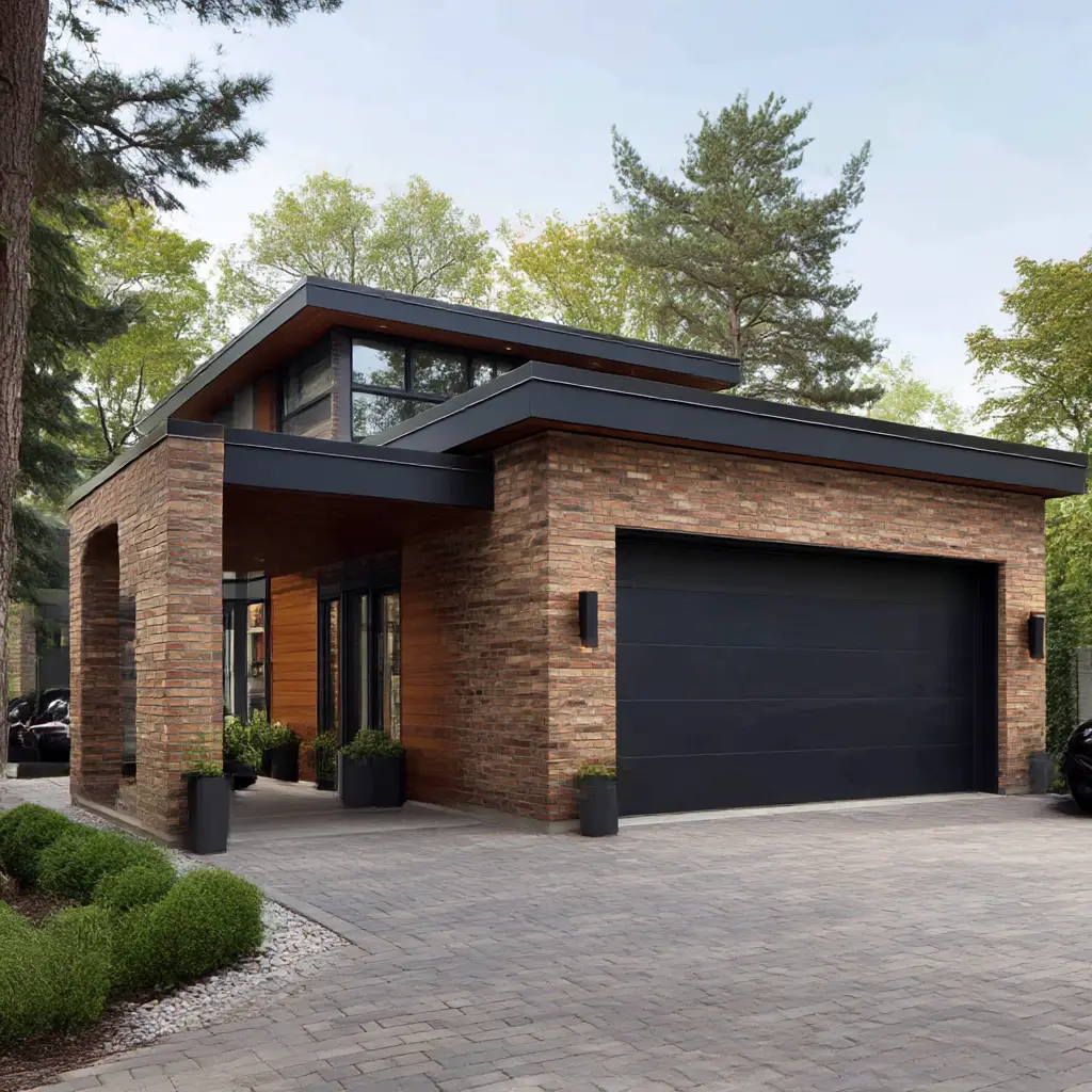 Modern Brick Garage with Flat Roof