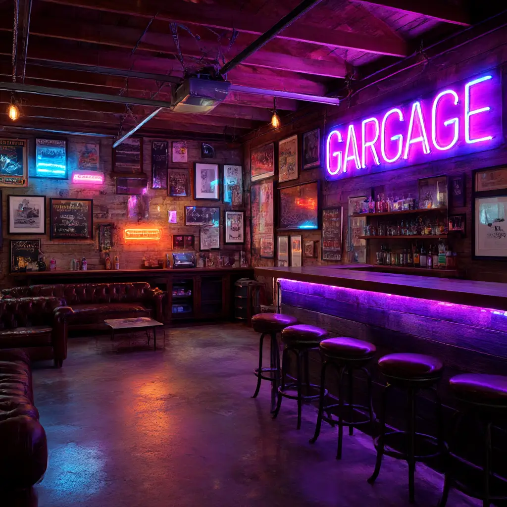 Neon Sign Garage Bar