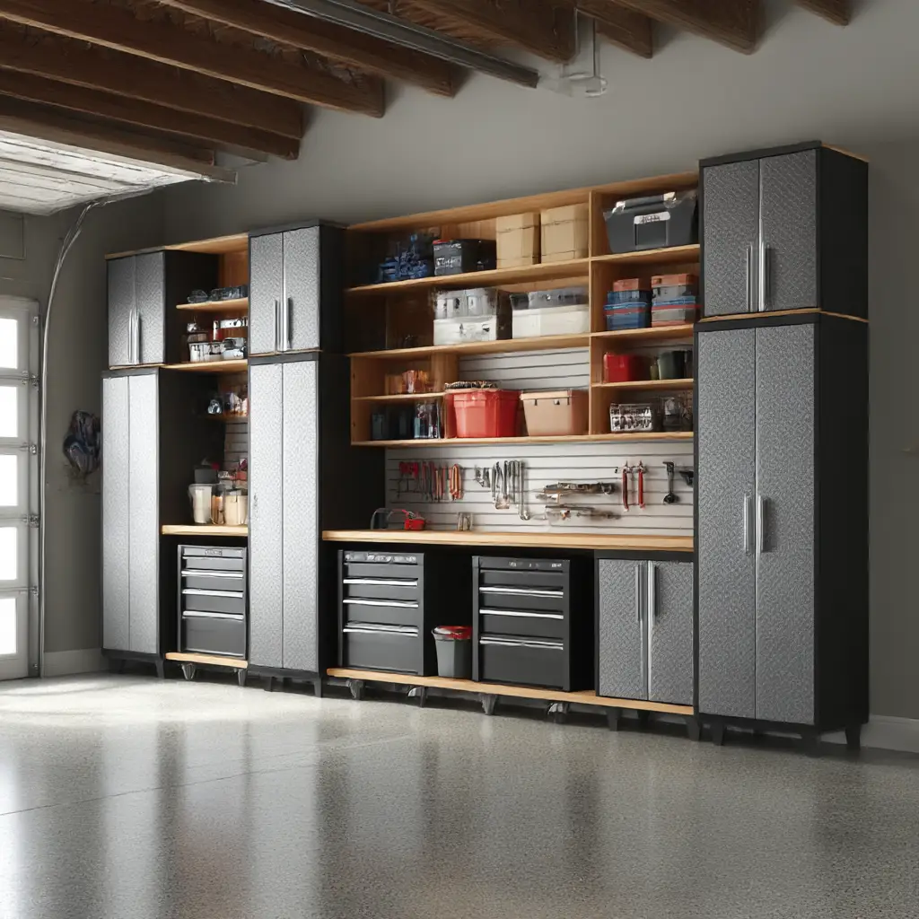 Open-shelf cabinets with doors