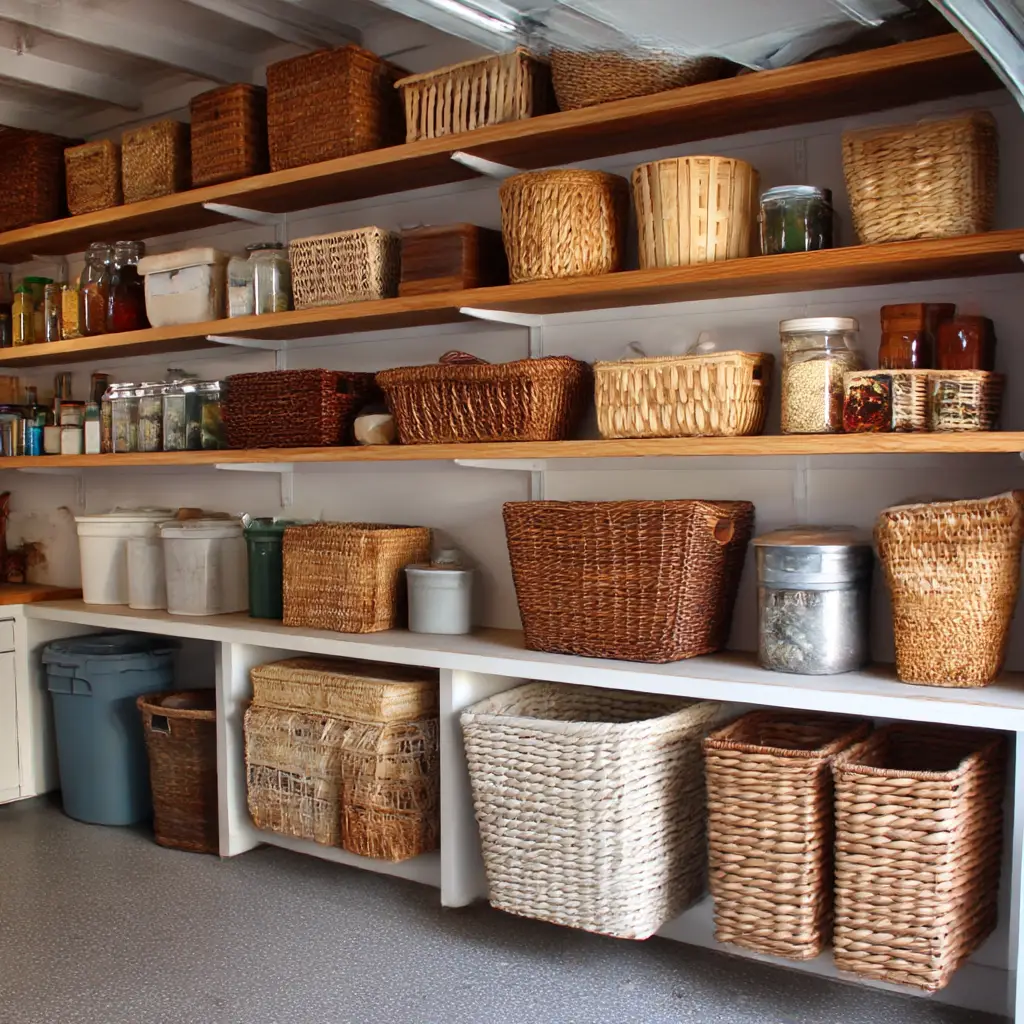 Open shelving with baskets
