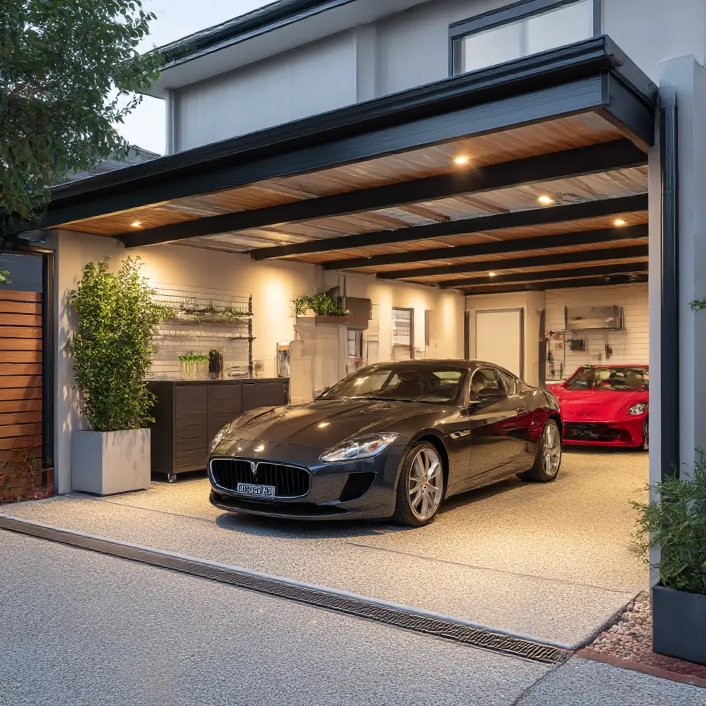 Outdoor-Connected Garage