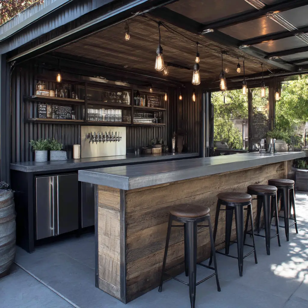 Outdoor-Inspired Garage Bar