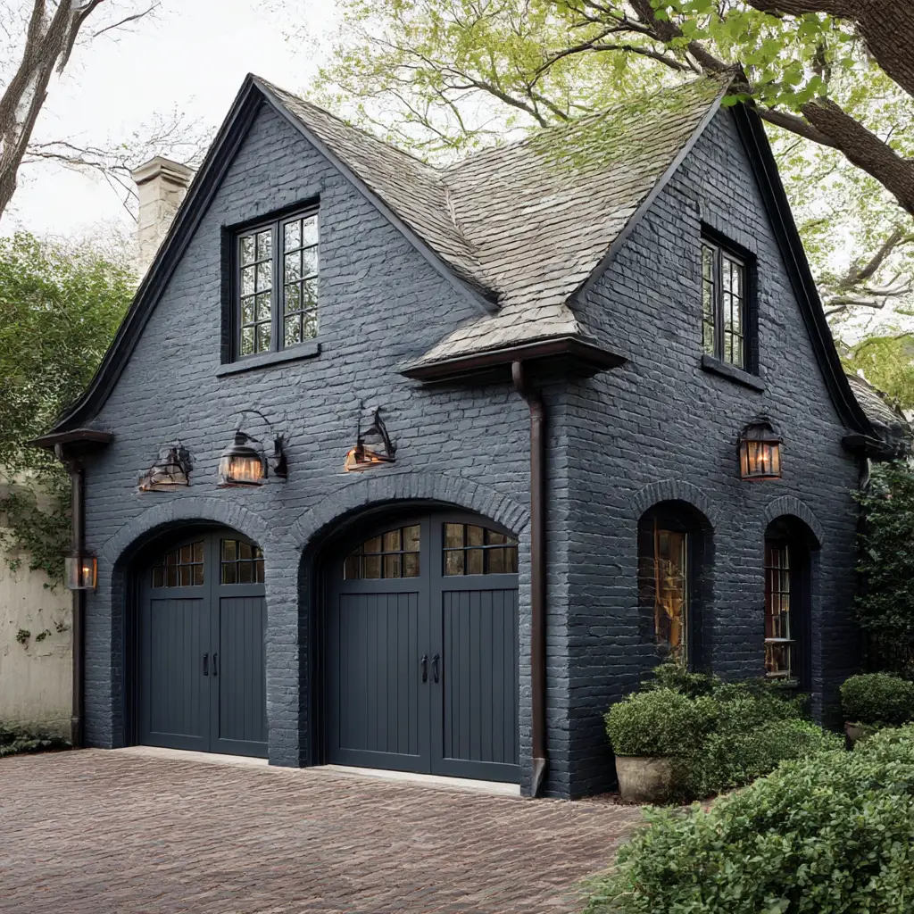 Painted Brick Garage