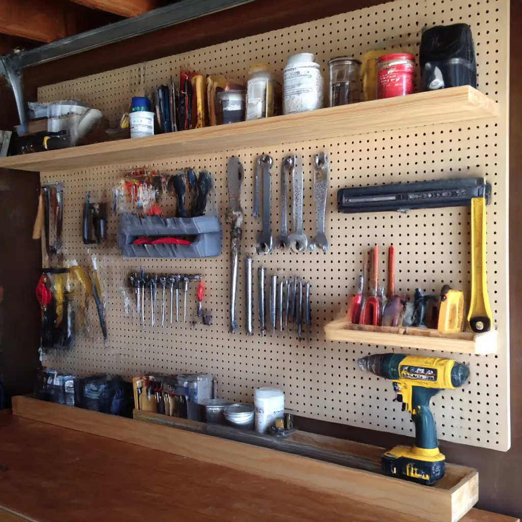 Pegboard with Shelf Attachments