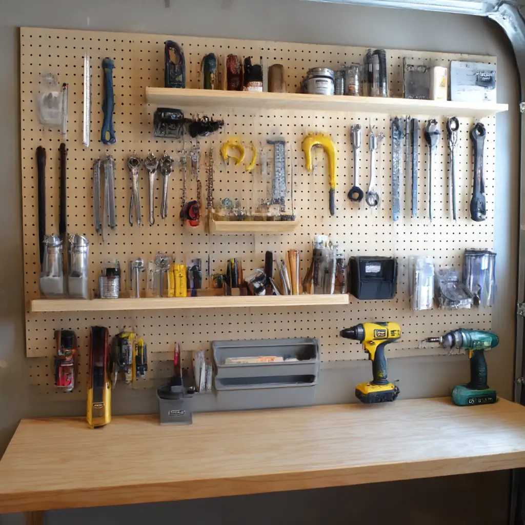 Pegboard with Shelf Attachments