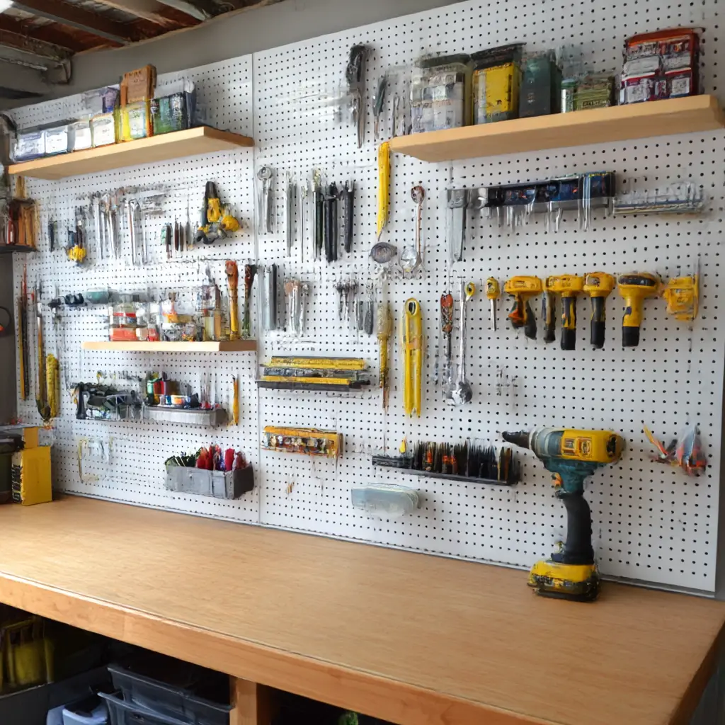 Pegboard with Small Shelves