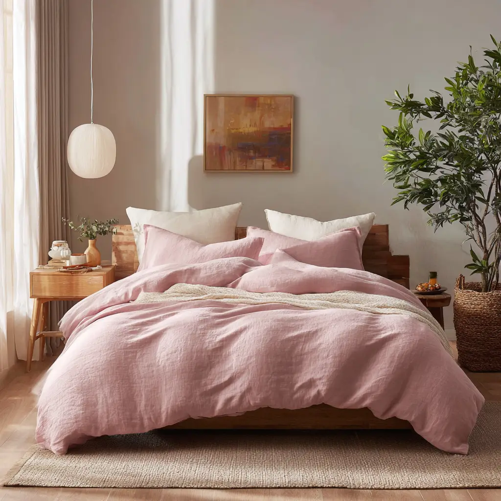 Pink Linen Bedding