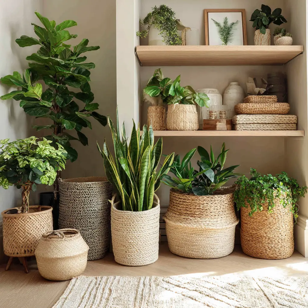 Plants with Textured Baskets