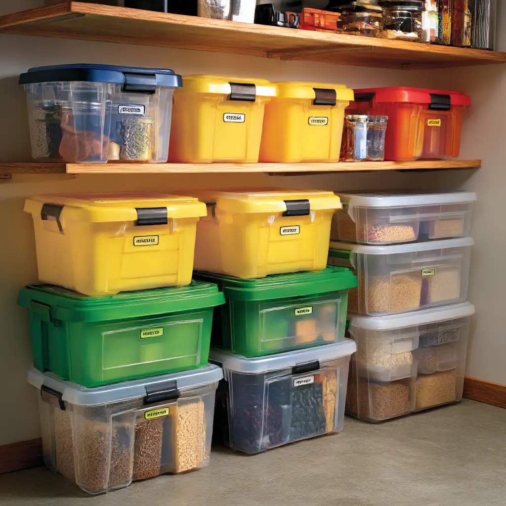 Plastic Storage Bins with Labels