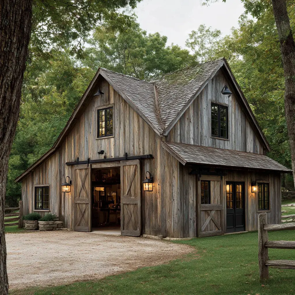 Rustic Barn-Style Garage
