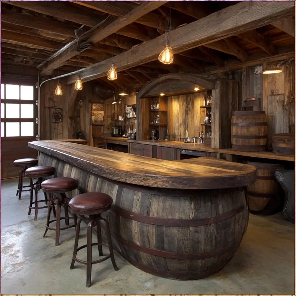 Rustic Barrel Bar